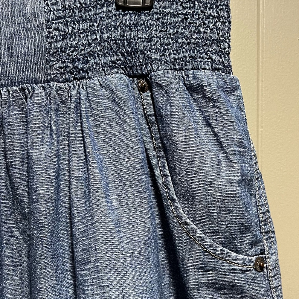 LUCKY BRAND Chambray Denim Mini Pull On Smocked Skirt Size XL - Picture 4 of 4